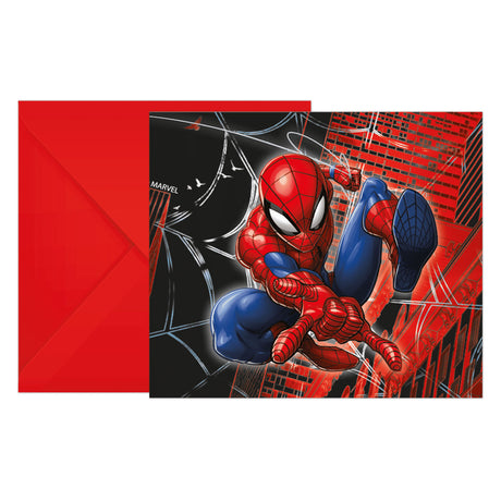 Inviti Globos con buste mondo spiderman o web - 6 pz.