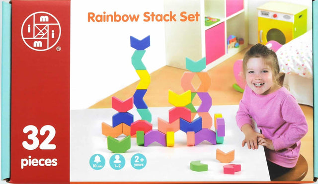 Set impilabile in legno arcobaleno 32 pezzi 27x15 cm