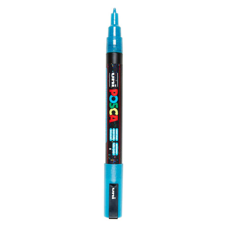 Pennarello Uni posca pc3m glitter azzurro - punta tonda fino a 1,3 mm
