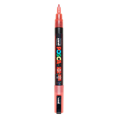 Pennarello a vernice Uni posca pc3m glitter rosso - punta tonda fino a 1,3 mm