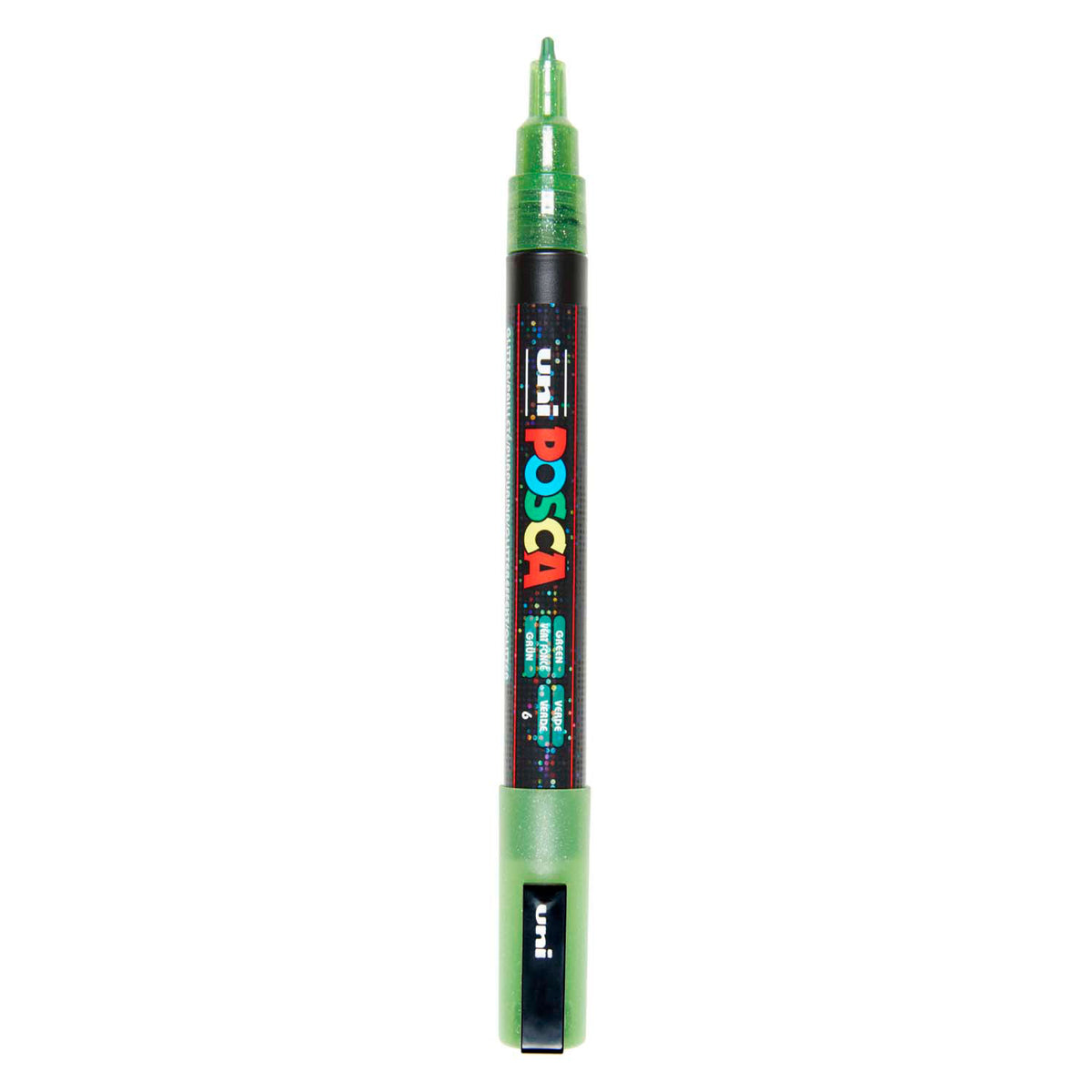 Pennarello Uni posca pc3m glitter verde chiaro - punta tonda fino a 1,3 mm