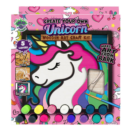 Set di artigianato artistico in legno pianeta splat con unicorno