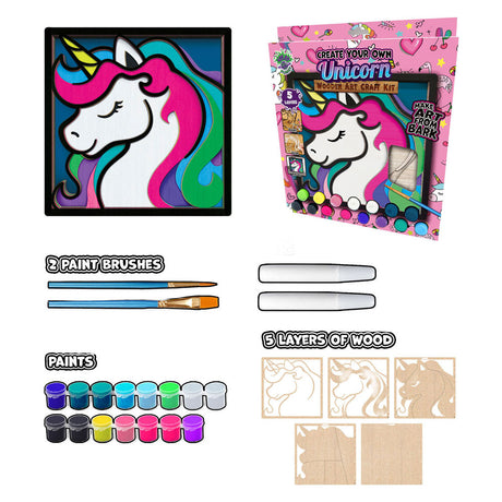 Set di artigianato artistico in legno pianeta splat con unicorno