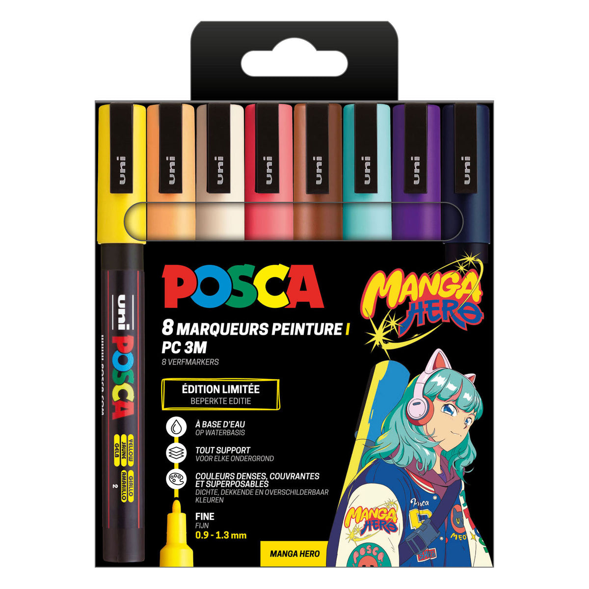 Pennarelli Uni Posca pc3m set manga hero - 8 pz.