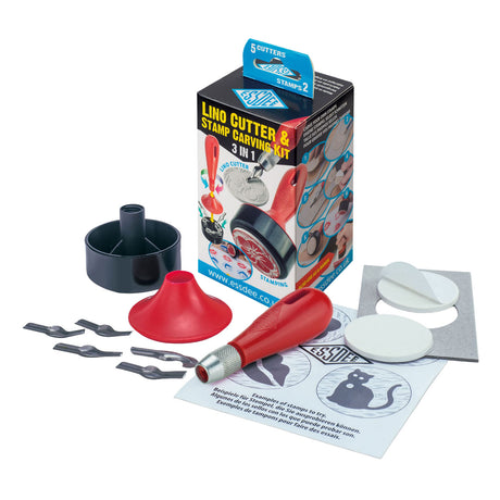 Set da taglio per timbri per linoleum Essdee 3 in 1 - 5 lame da taglio