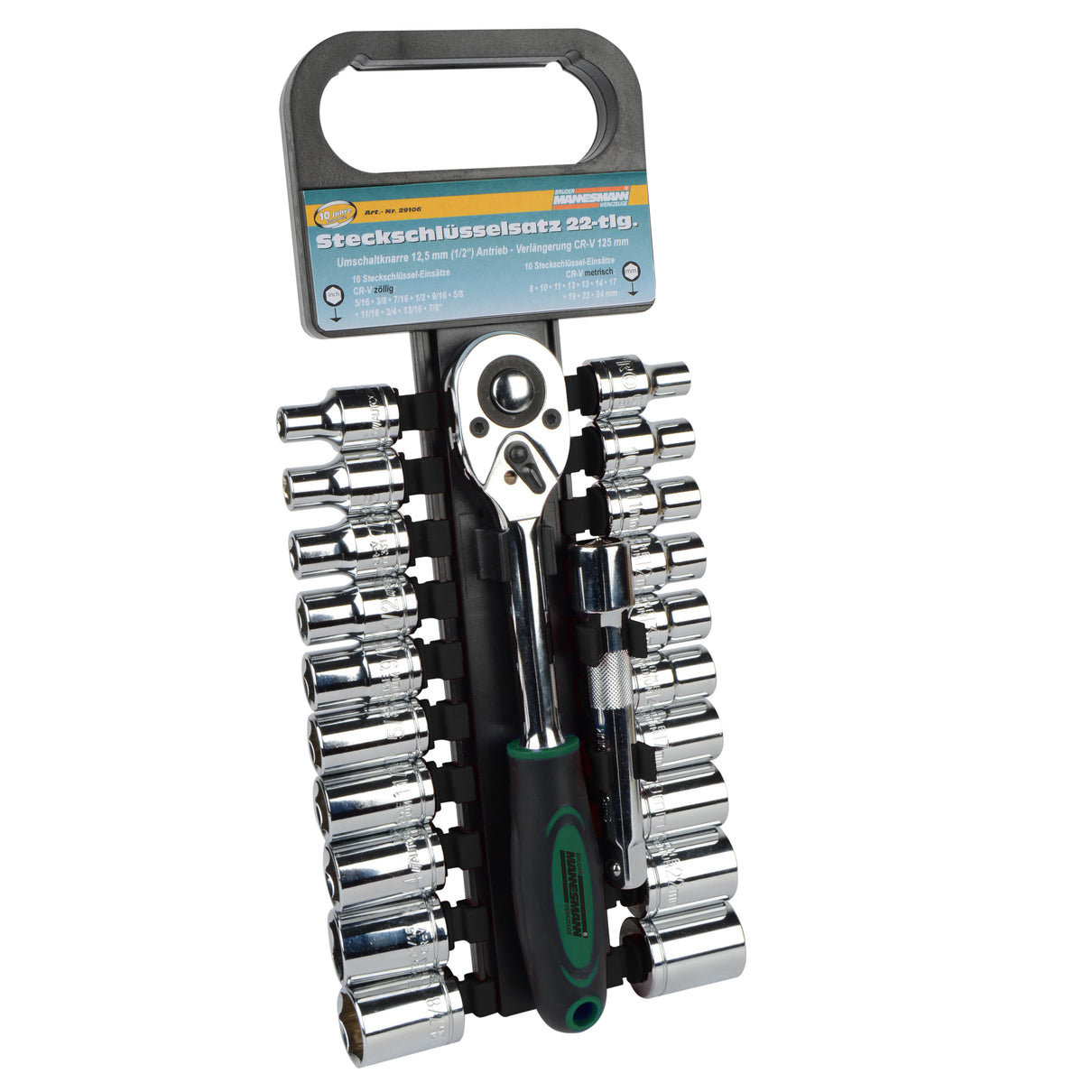 Brüder Mannesmann set di chiavi a bussola metrici pollici 22 pezzi (hobby) - 29106