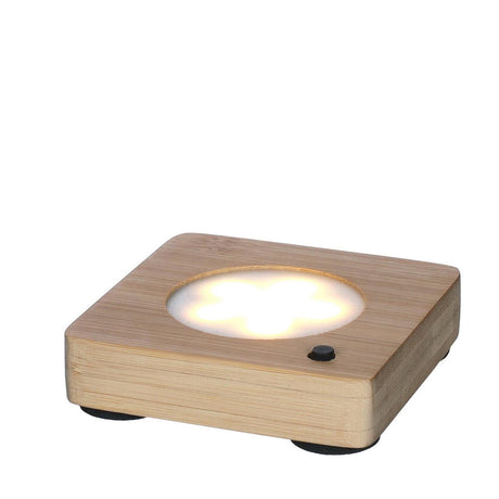 Ideas 4 seasons houten onderzetter met led met usb-c oplaadbaar 9x9 cm