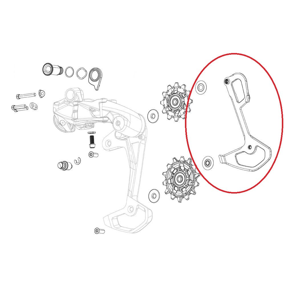 Gabbia deragliatore Sram gabbia interna in carbonio rossa xplr assi incl viti in alluminio