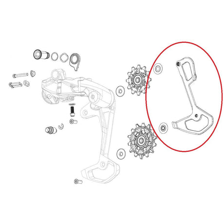 Gabbia deragliatore Sram gabbia interna in carbonio rossa xplr assi incl viti in alluminio
