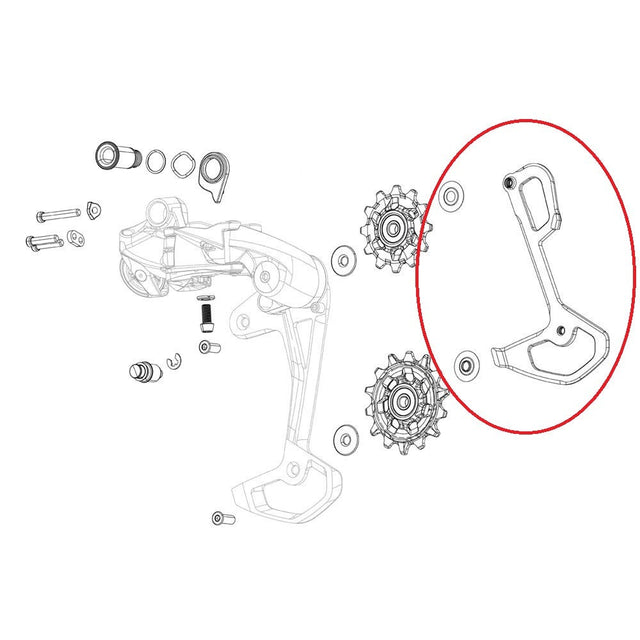Gabbia deragliatore Sram gabbia interna in carbonio rossa xplr assi incl viti in alluminio