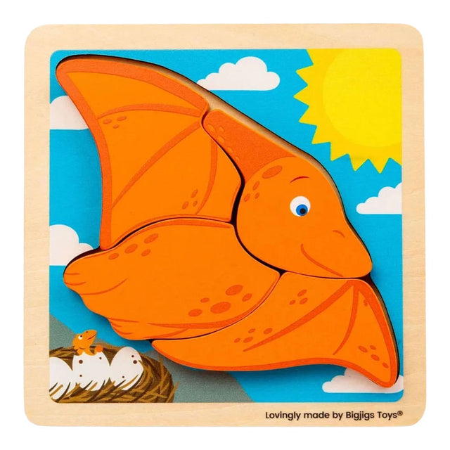 Bigjigs puzzle a forma di pterodattilo in legno - 4 pezzi.
