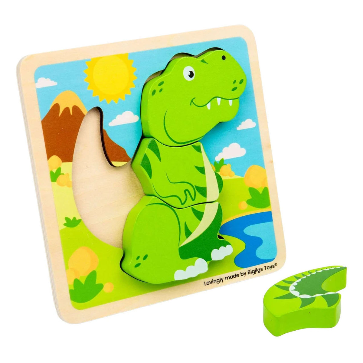 Puzzle Bigjigs a forma di legno T-Rex - 4 pz.