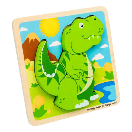 Puzzle Bigjigs a forma di legno T-Rex - 4 pz.