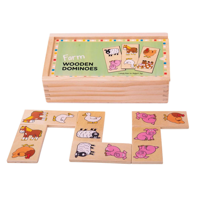 Animali della fattoria del domino in legno Bigjigs