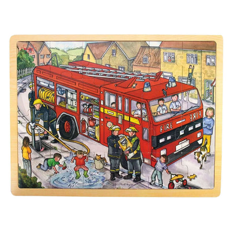 Puzzle in legno Bigjigs camion dei pompieri - 24 pezzi.