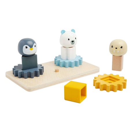 Puzzle Bigjigs con ingranaggi in legno Polo Nord - 10 pezzi.