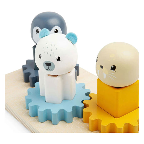 Puzzle Bigjigs con ingranaggi in legno Polo Nord - 10 pezzi.