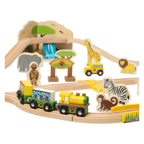 Set trenino safari in legno Bigjigs - 38 pezzi.