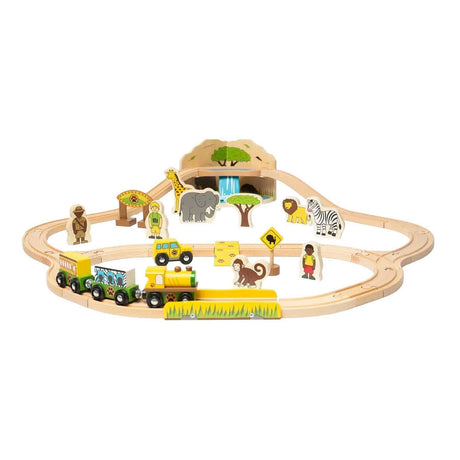 Set trenino safari in legno Bigjigs - 38 pezzi.