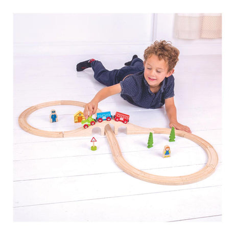 Bigjigs binario del treno in legno - - a forma di 8 - 26 pezzi