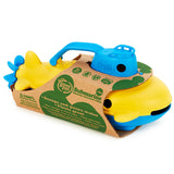 Sottomarino giocattolo verde giallo con manico blu -