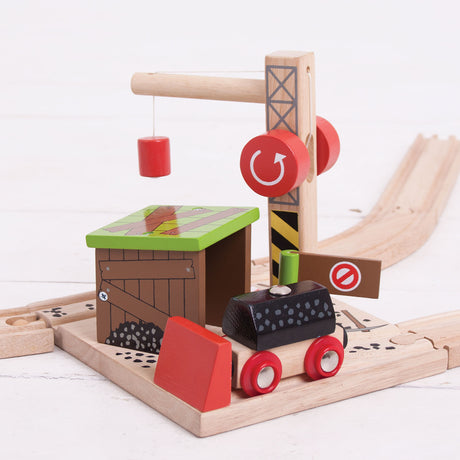 Binari del treno in legno Bigjigs - miniera di carbone