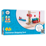 Binari in legno Bigjigs - cantiere navale portacontainer