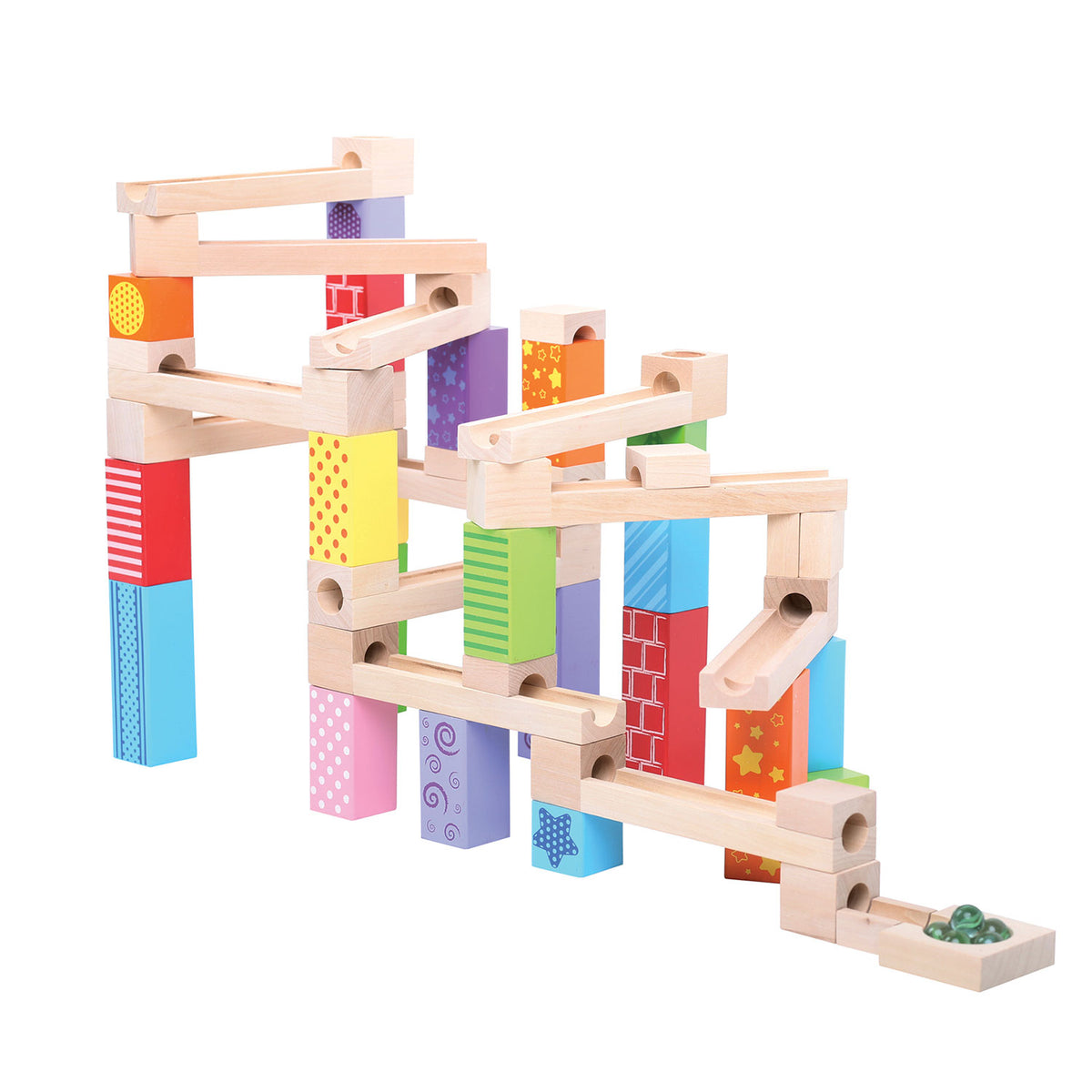Pista per biglie in legno Bigjigs - - 53 pezzi