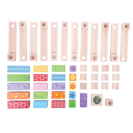 Pista per biglie in legno Bigjigs - - 53 pezzi