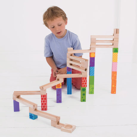 Pista per biglie in legno Bigjigs - - 53 pezzi