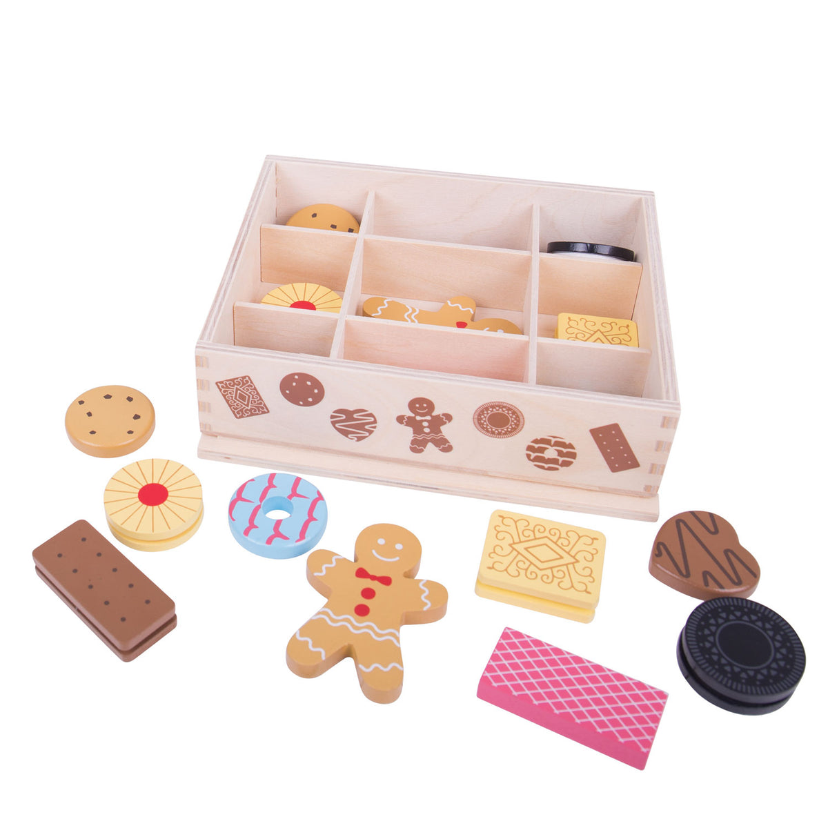 Giocattoli Bigjigs - scatola di legno con biscotti