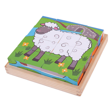 Puzzle con blocchi di legno Bigjigs animali da fattoria