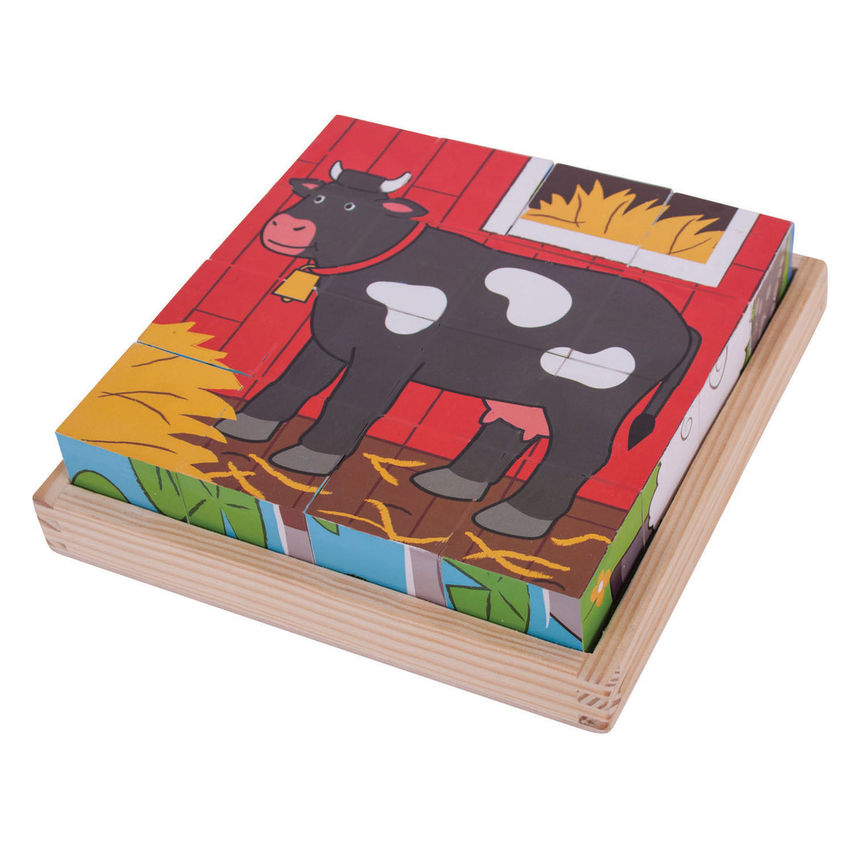 Puzzle con blocchi di legno Bigjigs animali da fattoria