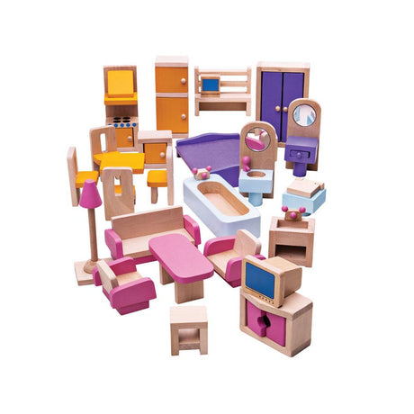 Mobili per casa delle bambole Bigjigs - - legno - mobili per bambole - 26 pezzi