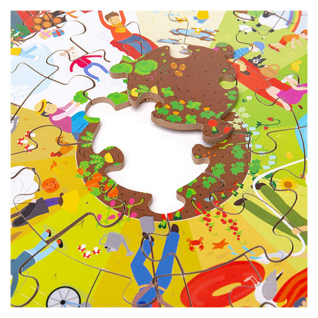 Puzzle Bigjigs a pavimento rotondo delle quattro stagioni.