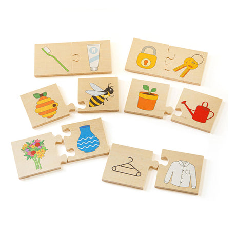 Puzzle in legno Bigjigs Cose che vanno insieme, 32 pz.