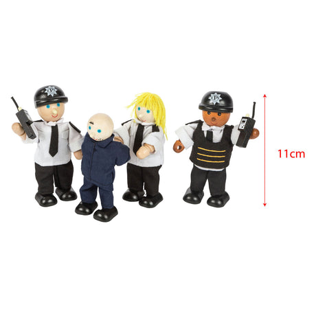 Tidlo agenti di polizia e ladro in legno 11 cm nero 4 pezzi