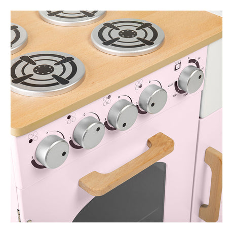 Tidlo in legno gioca cucina rurale rosa, 7dlg.
