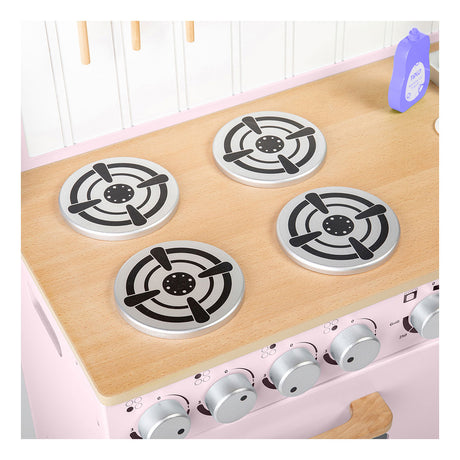 Tidlo in legno gioca cucina rurale rosa, 7dlg.