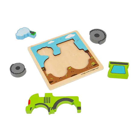 Bigjigs puzzle in legno con intarsio e forme rimovibili, 5 pz.