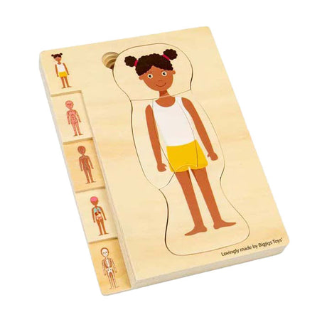 Puzzle anatomico in legno Bigjigs - ragazza, 26 pz.