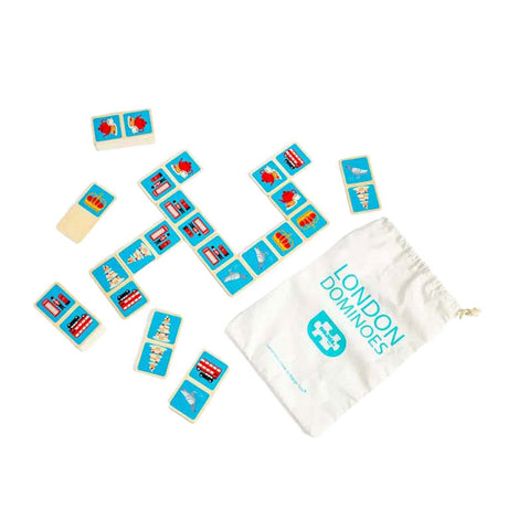 Gioco domino London in legno Bigjigs, 28 pezzi.