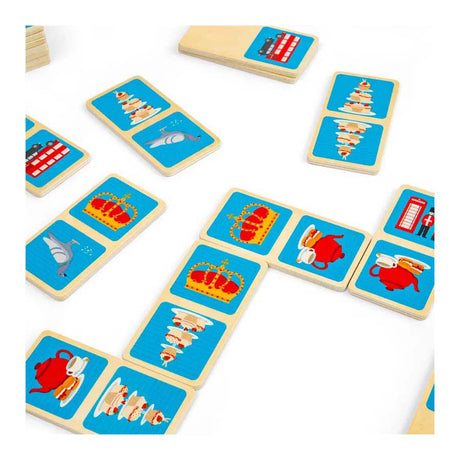 Gioco domino London in legno Bigjigs, 28 pezzi.
