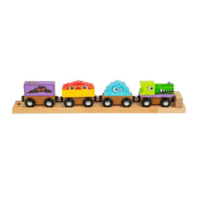 Bigjigs monster train bjt610 - trenino in legno con 3 vagoni
