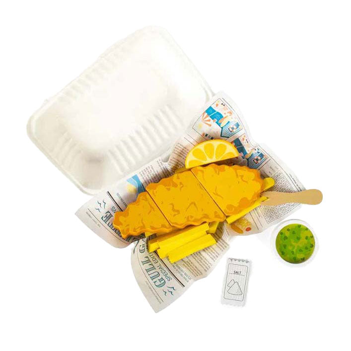 Set da gioco Bigjigs Fish and Chips in legno, 26 pezzi.