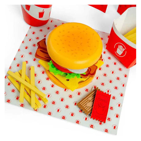 Set hamburger e patatine fritte Bigjigs in legno, 48 pezzi.