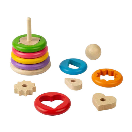 Bigjigs impilatore a forma segreta in legno, 16 pz.