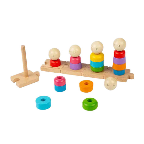 Bigjigs giocattoli impilabili in legno per famiglie arcobaleno, 25 pezzi.