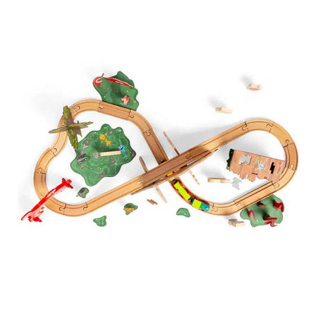 Set treno mostruoso in legno Bigjigs, 50 pezzi.