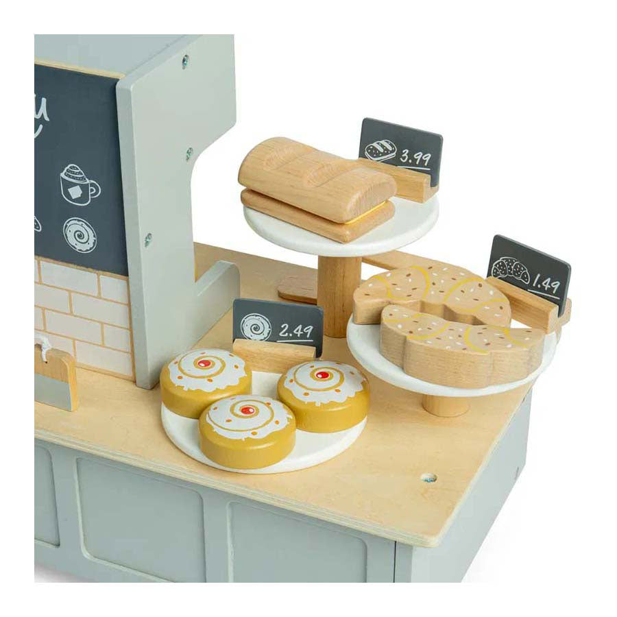Set da gioco Bigjigs angolo caffè in legno, 32 pezzi.